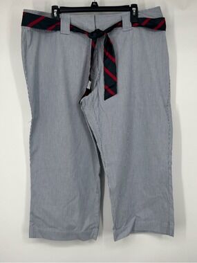 FIRST ISSUE a Liz Claiborne Co. MISSES DARK BLUE & WHITE STRIPE CAPRI Sz 18 NWT